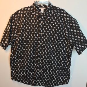 Claiborne M short sleeve shirt black white vintage